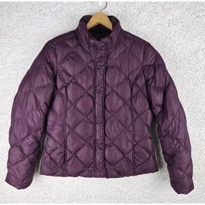 Eddie Bauer Goose Down‎ Coat 700 Fill Power Women's Large Tall Purple Quilted